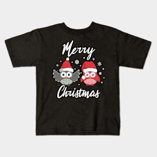 Merry Christmas Merry Xmas Funny Owl Owners Owl Lovers Kids T-Shirt